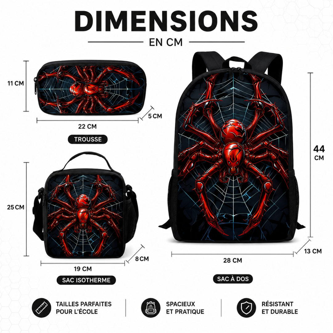 Cartable Spider-Man Garçon Primaire - Pack Rentrée avec Trousse