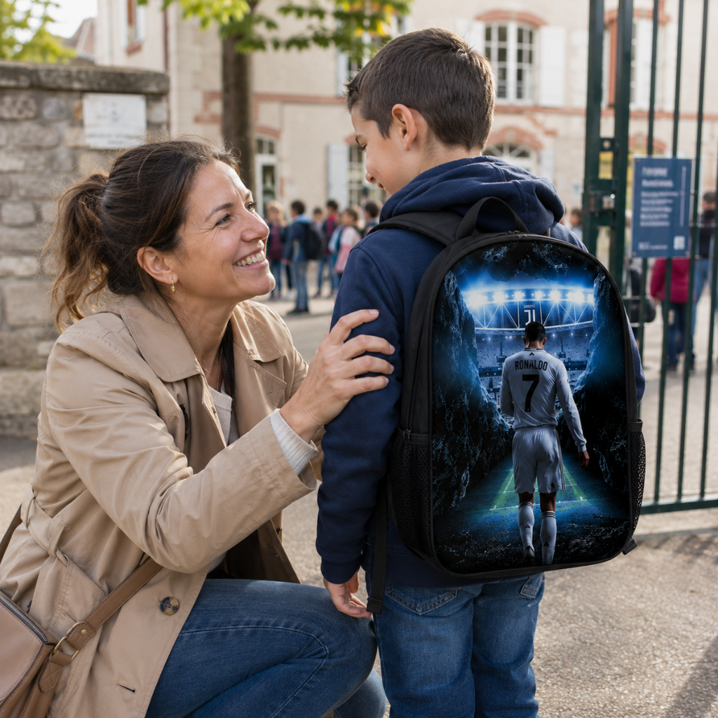 Cartable Ronaldo Football Garçon Primaire - Pack Rentrée avec Trousse