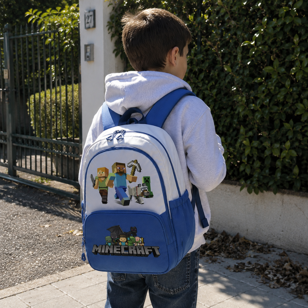 Cartable Minecraft Garçon Primaire - Pack Rentrée avec Trousse