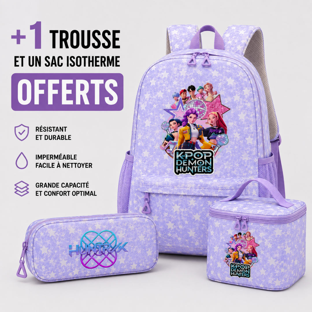 Cartable Kpop Demon Hunters Fille Primaire - Pack Rentrée avec Trousse