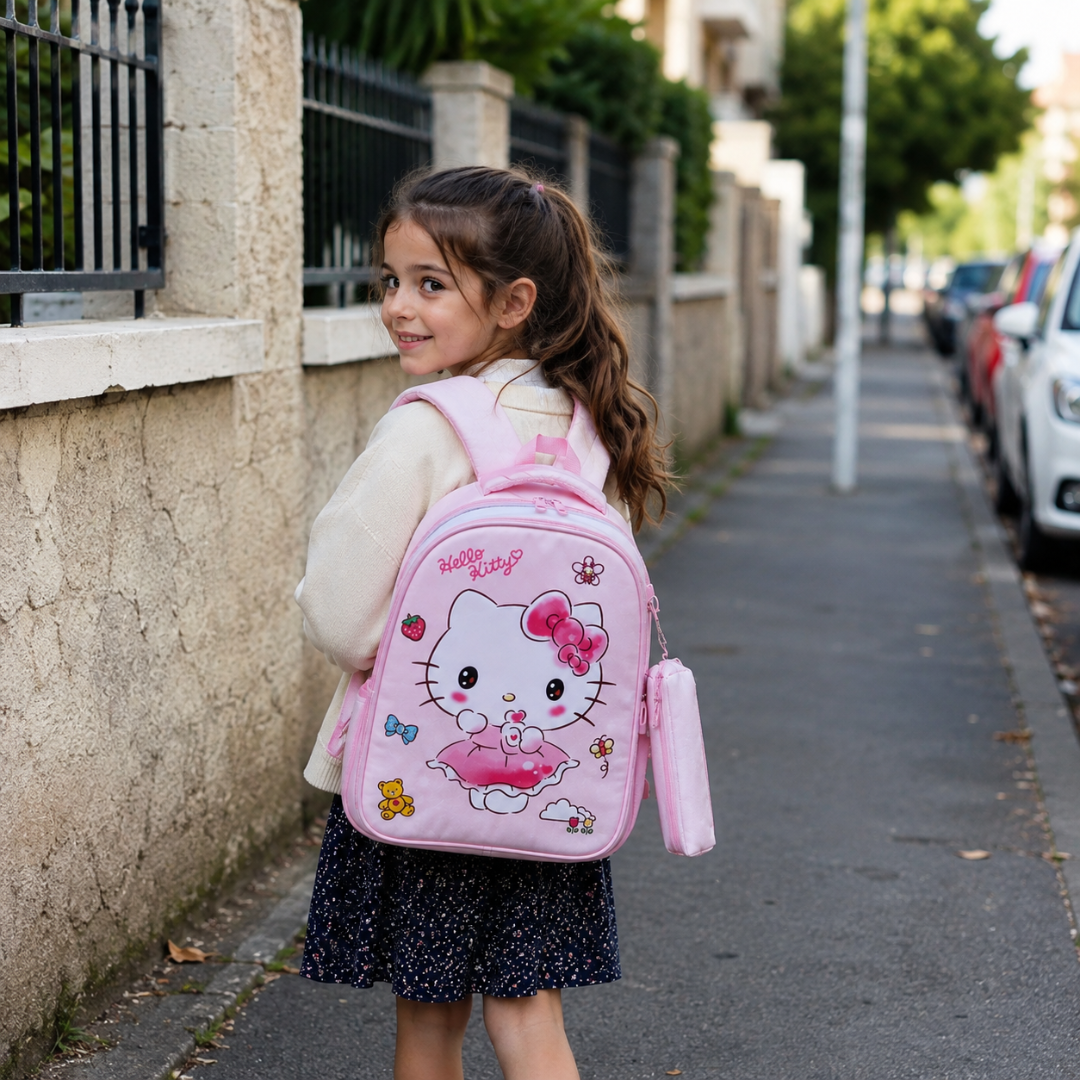 Cartable Hello Kitty Fille Primaire - Pack Rentrée avec Trousse