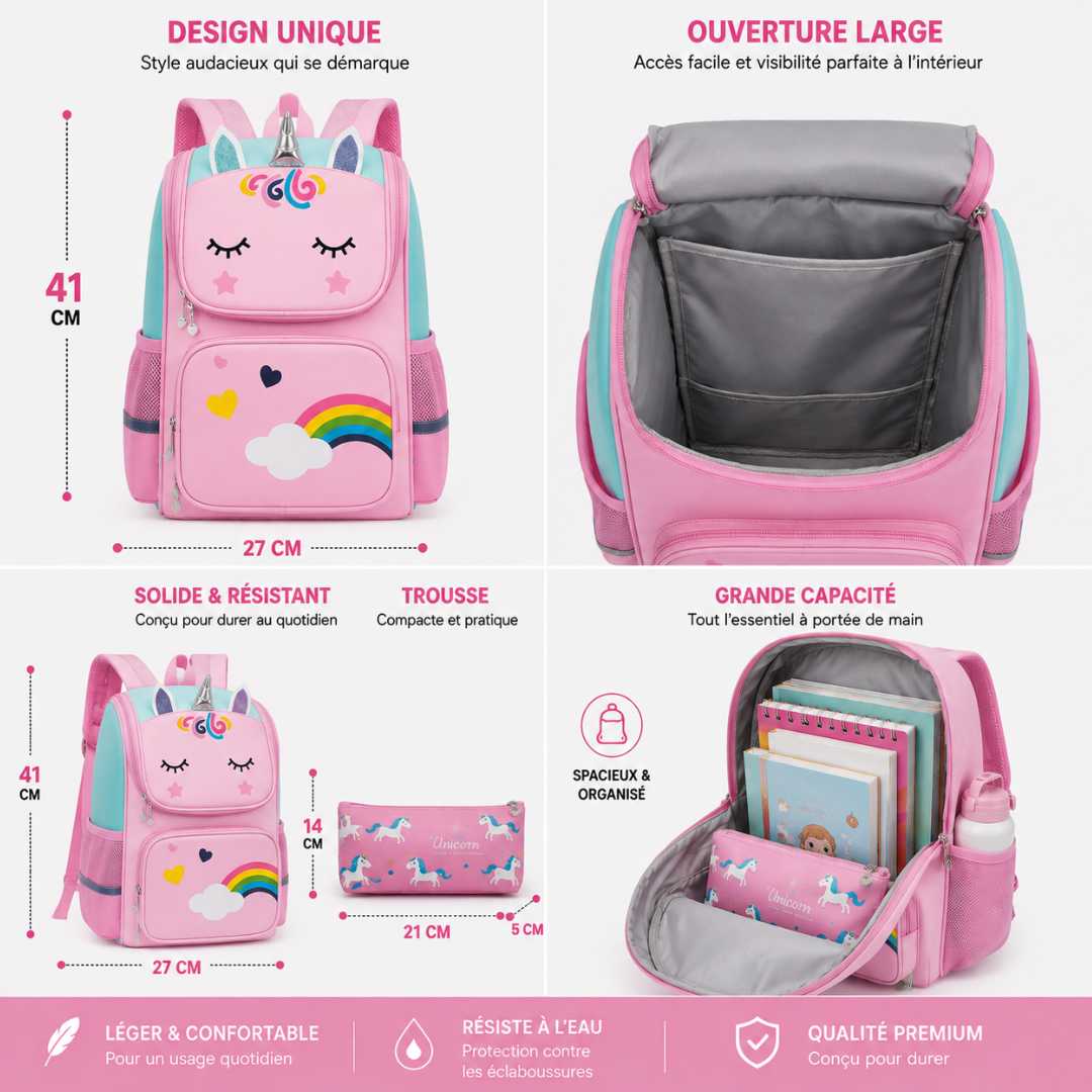 Cartable Licorne Fille - Pack Rentrée